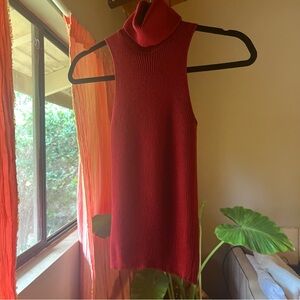 50%Wool Sisley Made In Italy Turtle Neck, Knit, Sleeveless Top